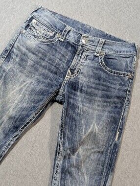 True Religion Skinny Acid Wash Jeans Men's 32 Blue